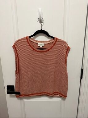 MIOU MUSE Rust-Striped Knit Sleeveless Tank